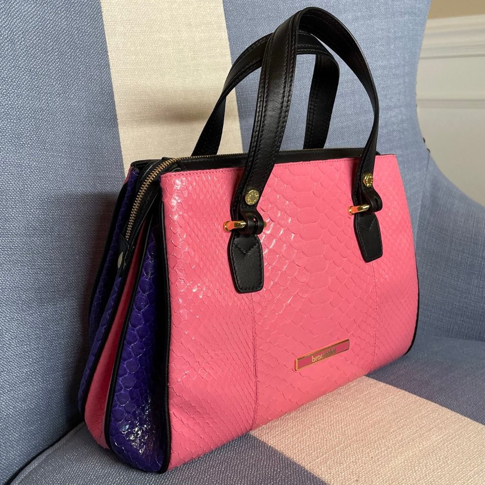 NEW Braccialini Italian Women's Pink Zoe Leather Handbag